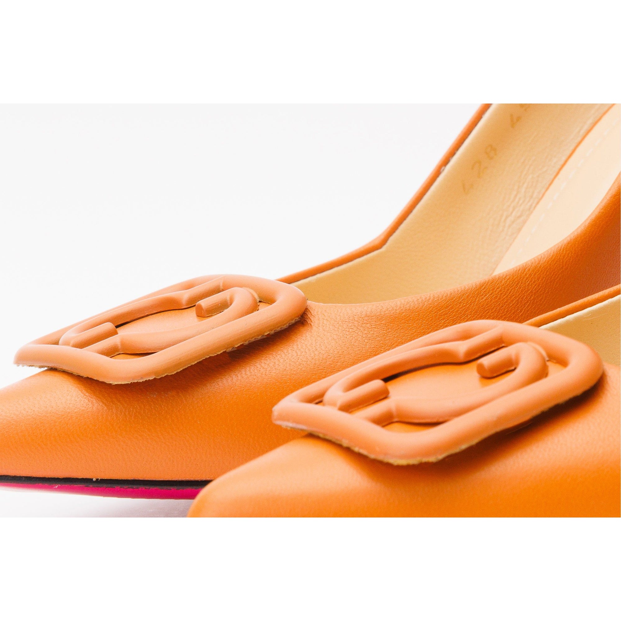 The Maneadero Orange Leather Pump Fuchsia Sole Women Shoe