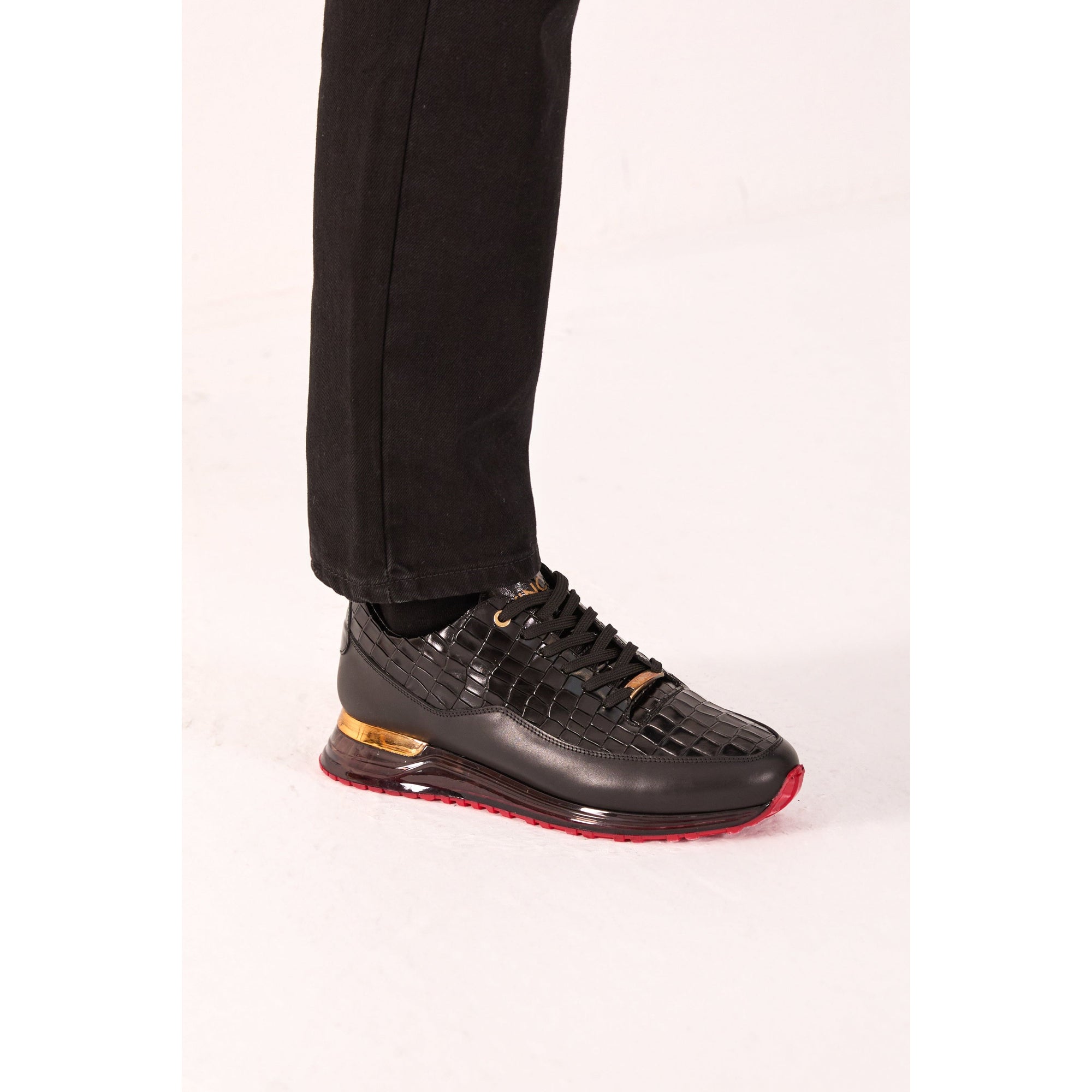 The Marseille Black Leather Men Sneaker