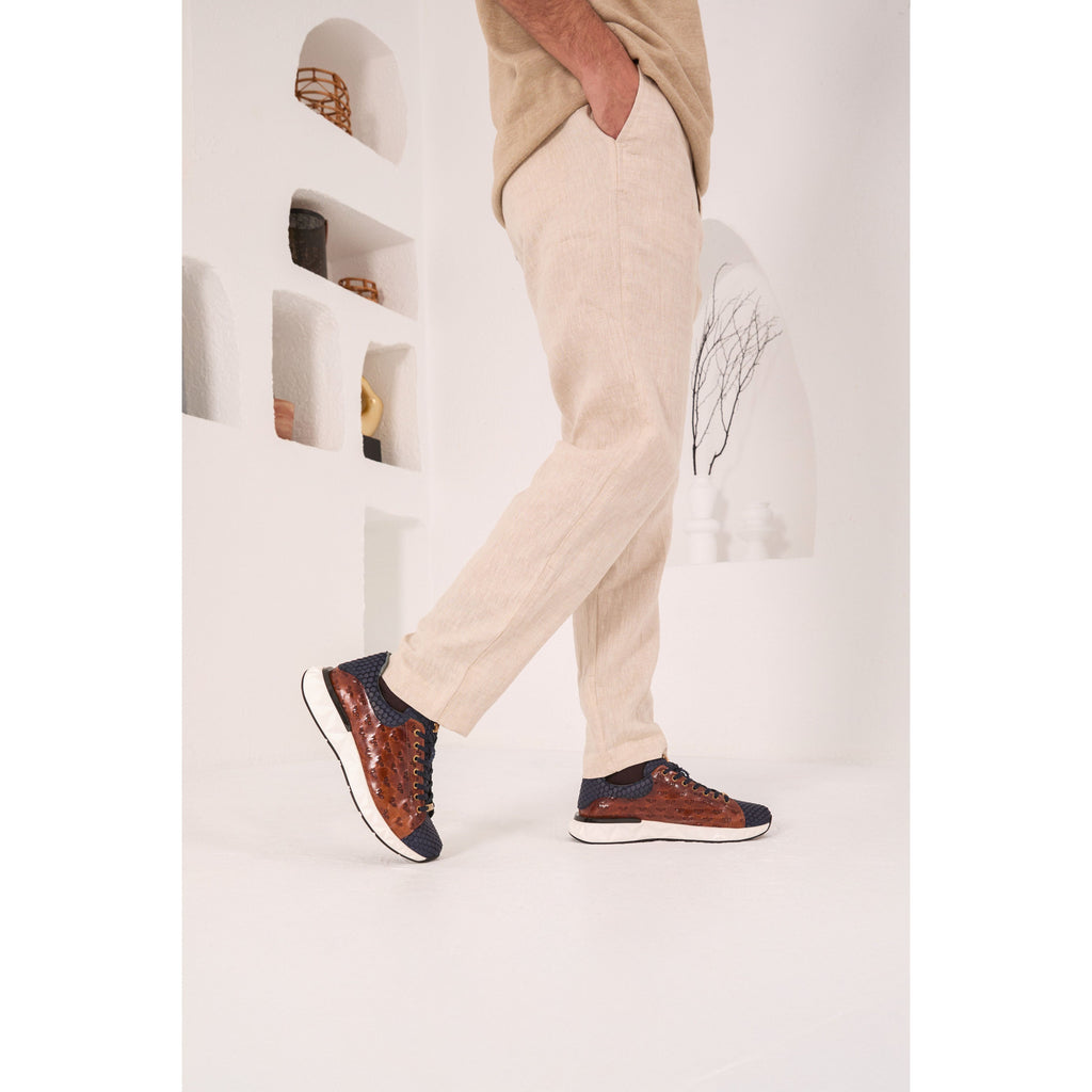 The Caesars Navy & Tan Leather Men Sneaker