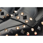 The Infanta Black Spike Leather Block Heel Pump Women Shoe