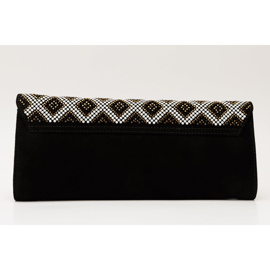 The Nampula Black Glitter Suede Leather Clutch