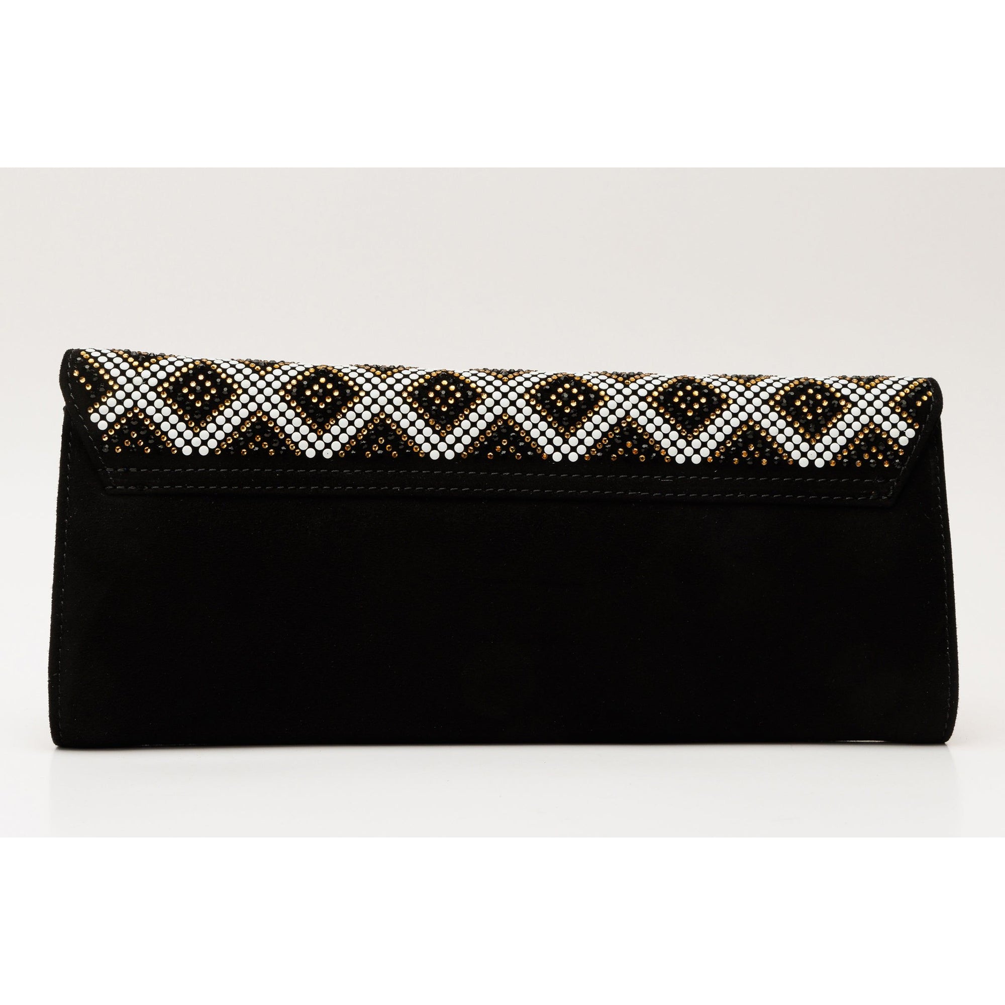 The Nampula Black Glitter Suede Leather Clutch