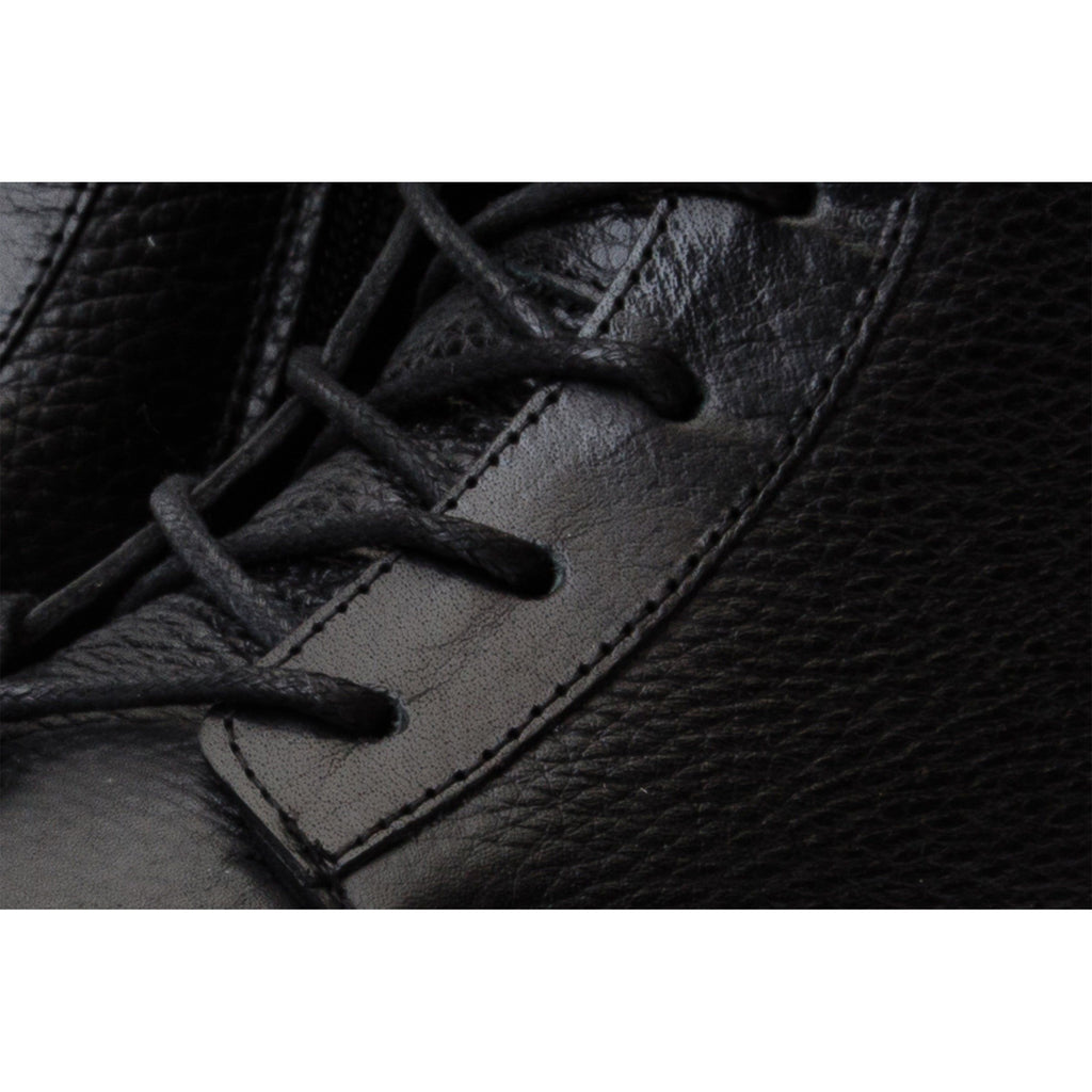 The Yildiz Black Leather Lace-Up Ankle Women  Boot With a Side Zipper