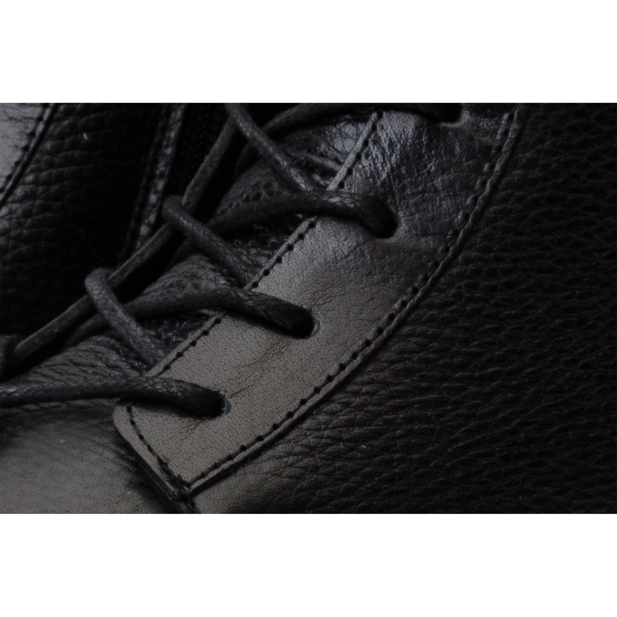 The Yildiz Black Leather Lace-Up Ankle Women  Boot With a Side Zipper