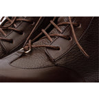 The Yildiz Brown Leather Lace-Up Ankle Women  Boot With a Side Zipper