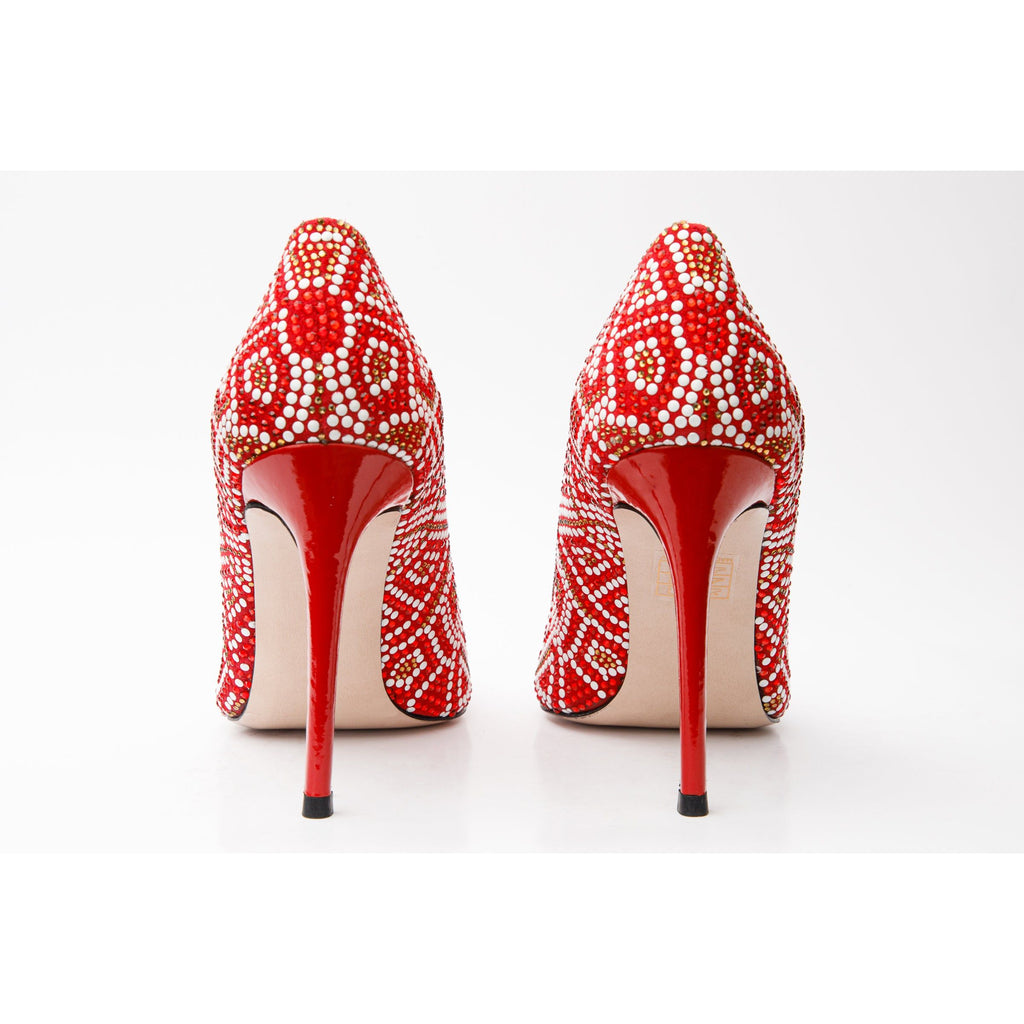 Vinci The Nampula Red Glitter Leather Pump Women Shoes