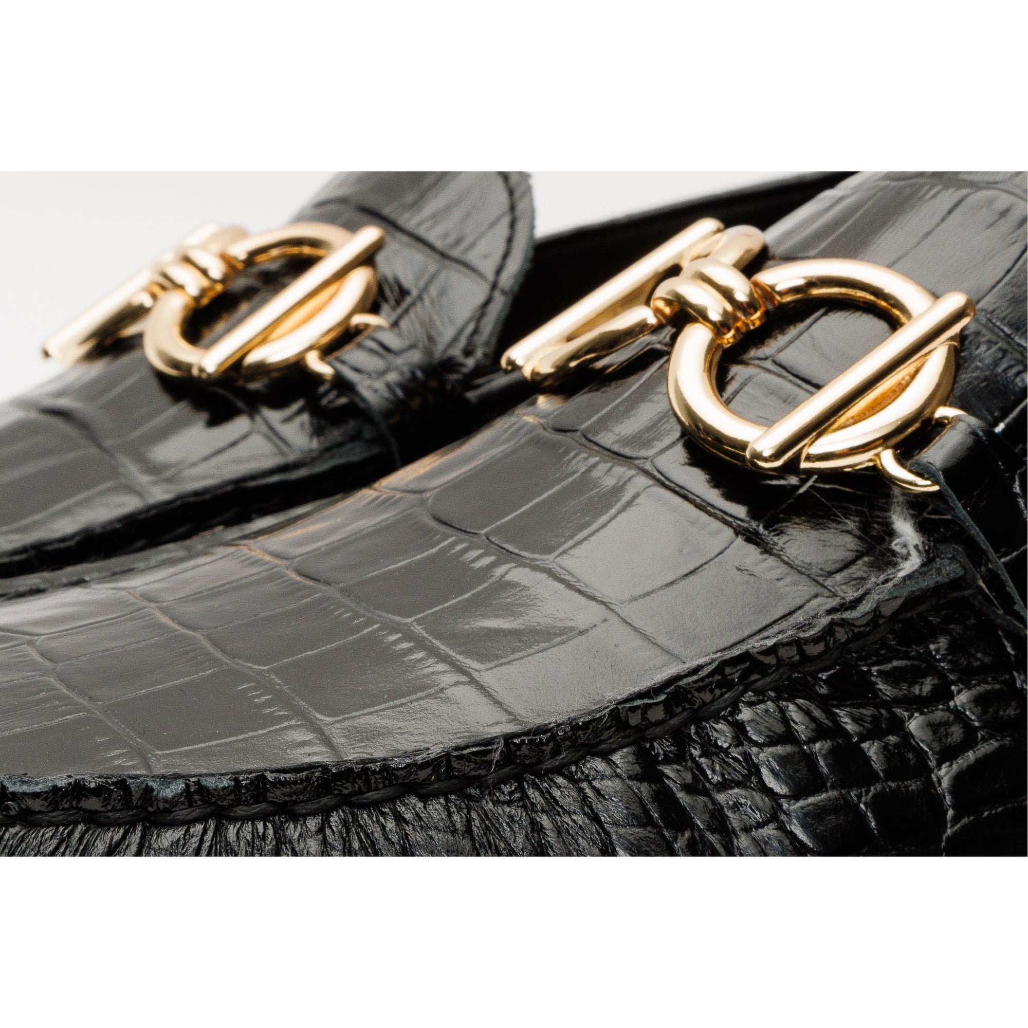 The Pisa Black Leather Bit Drive Loafer Men Shoe
