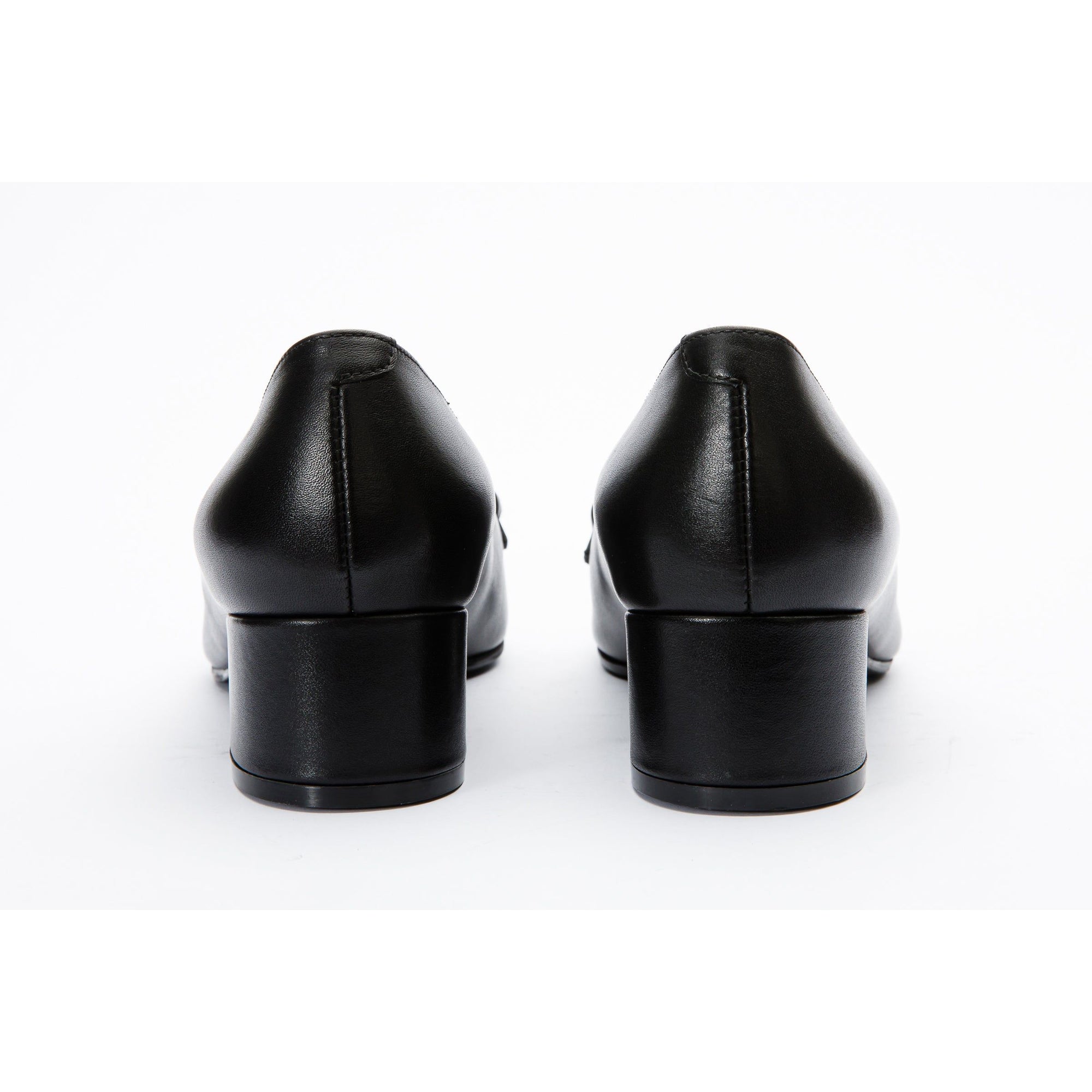 Vinci The Delhi Black Leather Block Heel Pump Women Shoes