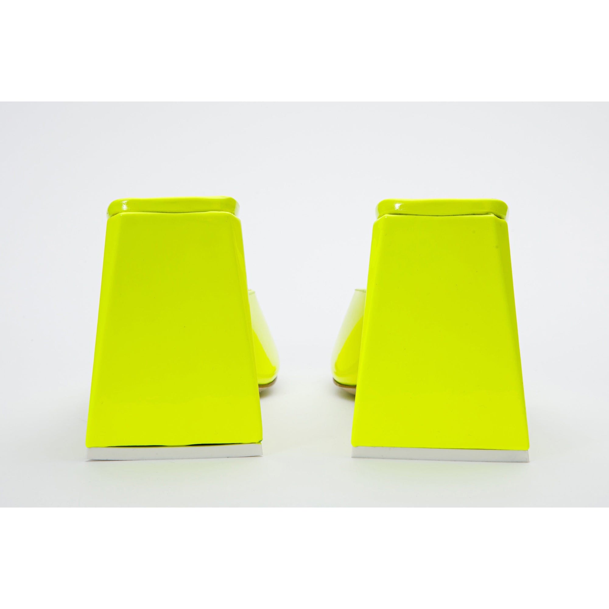 The Butterfly Block Heel Neon Yellow Patent Leather Sandal Final Sale!