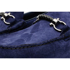 The Bari Navy Blue Suede Leather Bit Drive Loafer Men Shoe