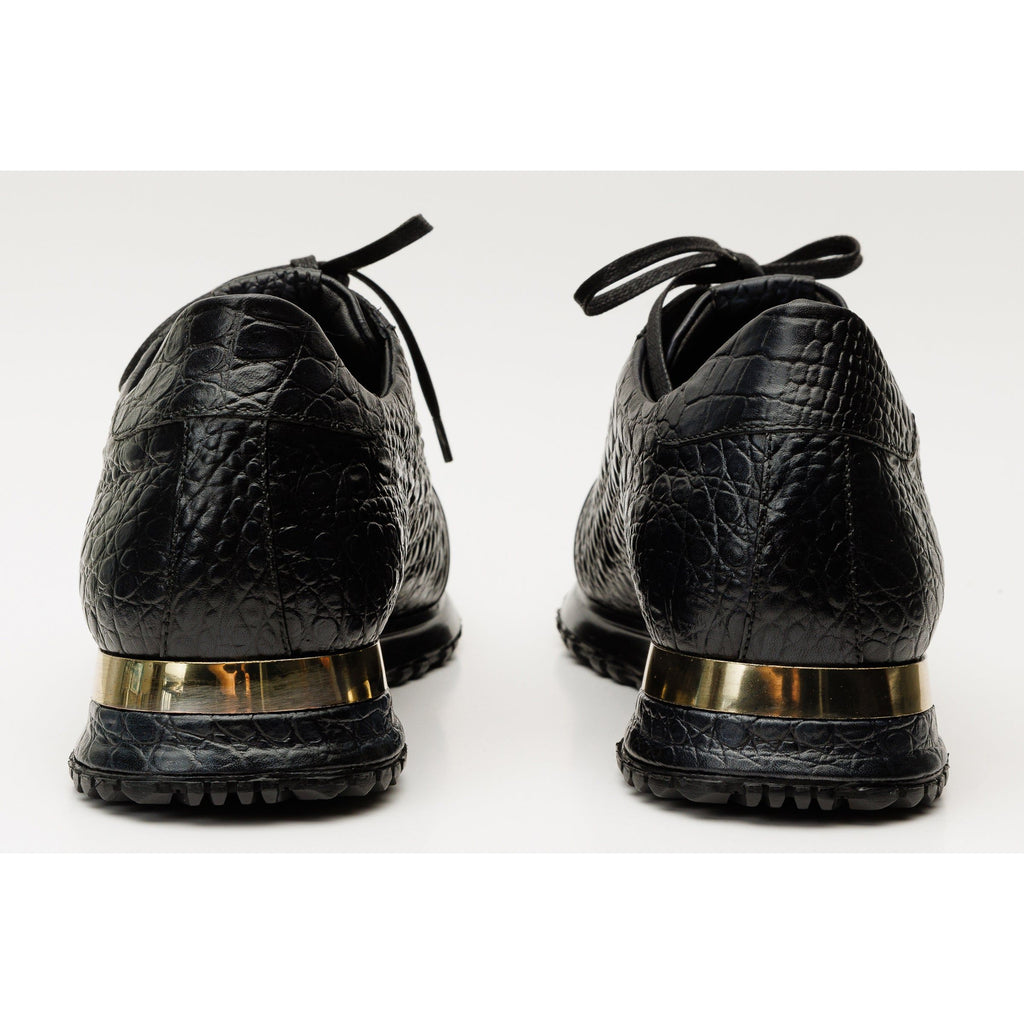The Bomba Black Crocodile Leather Men Sneaker