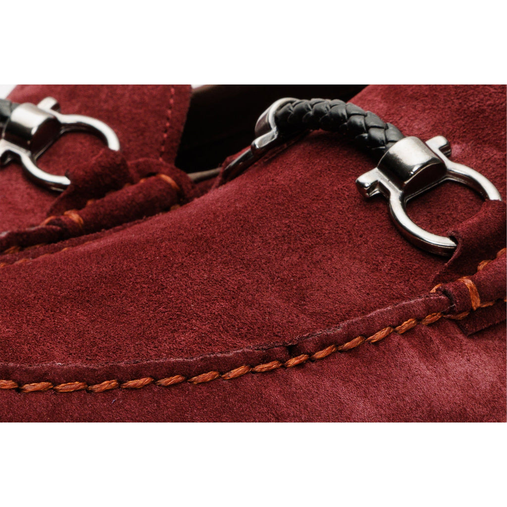 The Bari Burgundy Suede Leather Bit Drive Loafer Men  Shoe