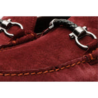 The Bari Burgundy Suede Leather Bit Drive Loafer Men  Shoe