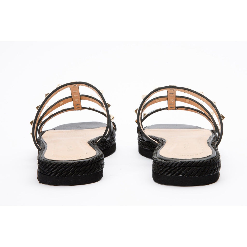 The Seul Black Leather Multi Strap Flat Women Sandal Final Sale!