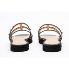 The Seul Black Leather Multi Strap Flat Women Sandal Final Sale!