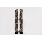 Vinci The Moengo Black Leather Leopard Knee High Women Boot