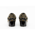 The Doha Gold & Black Glitter Leather Block Pump Women Shoe