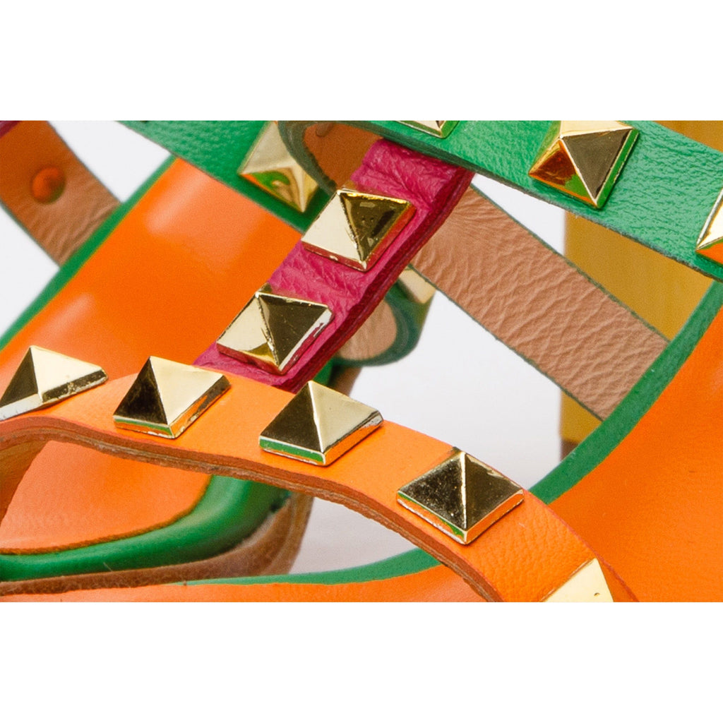 The Nejapa Block Heel Multicolor Leather Women Sandal