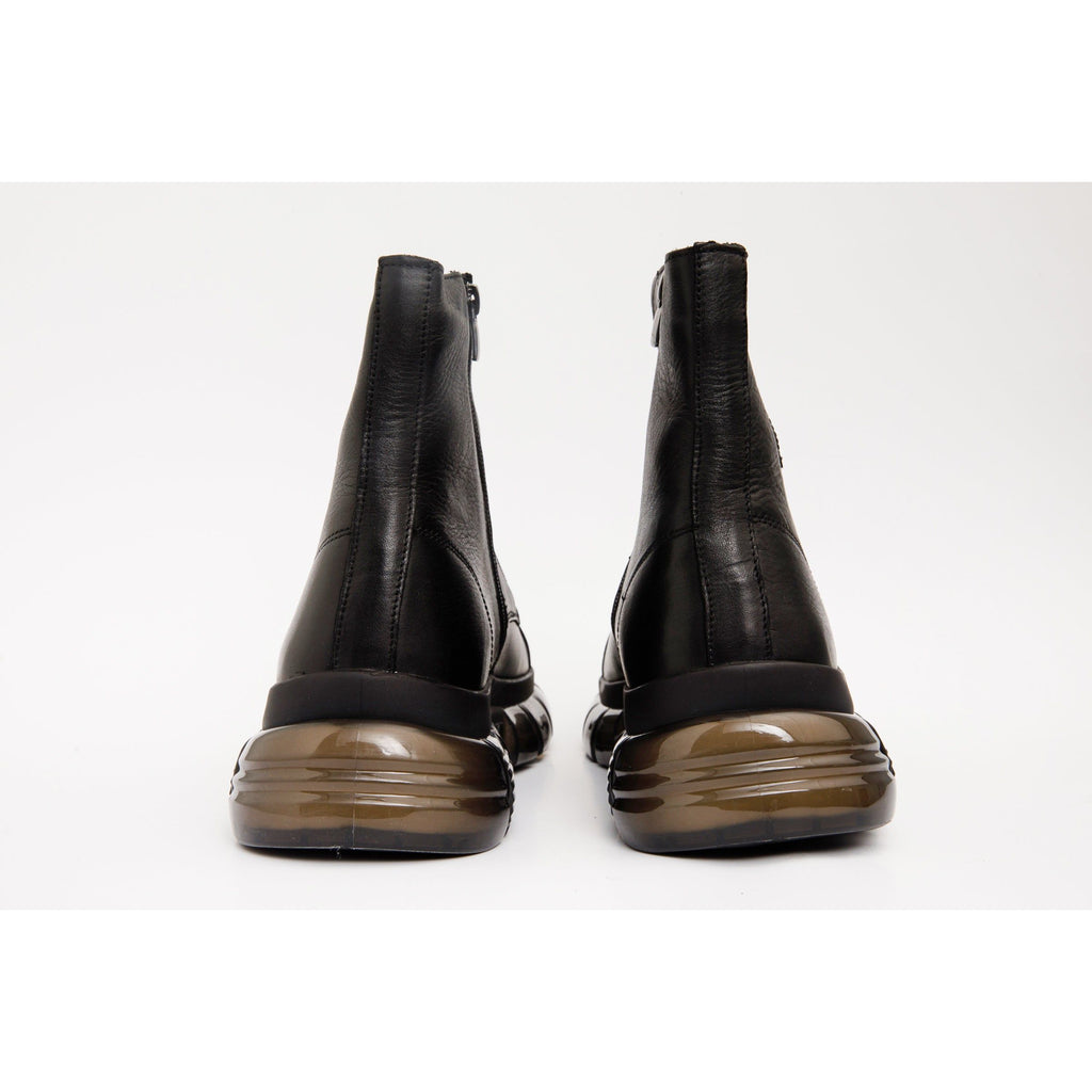 The Ottova Black Leather Lace-Up Sneaker Men Boot with a Zipper