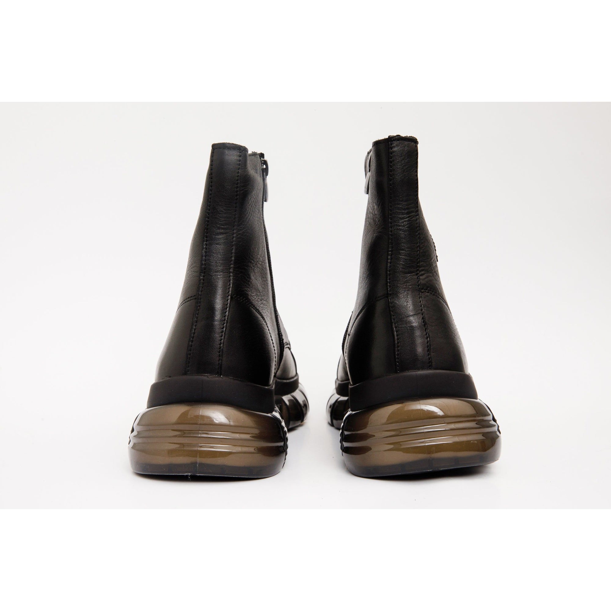 The Ottova Black Leather Lace-Up Sneaker Men Boot with a Zipper