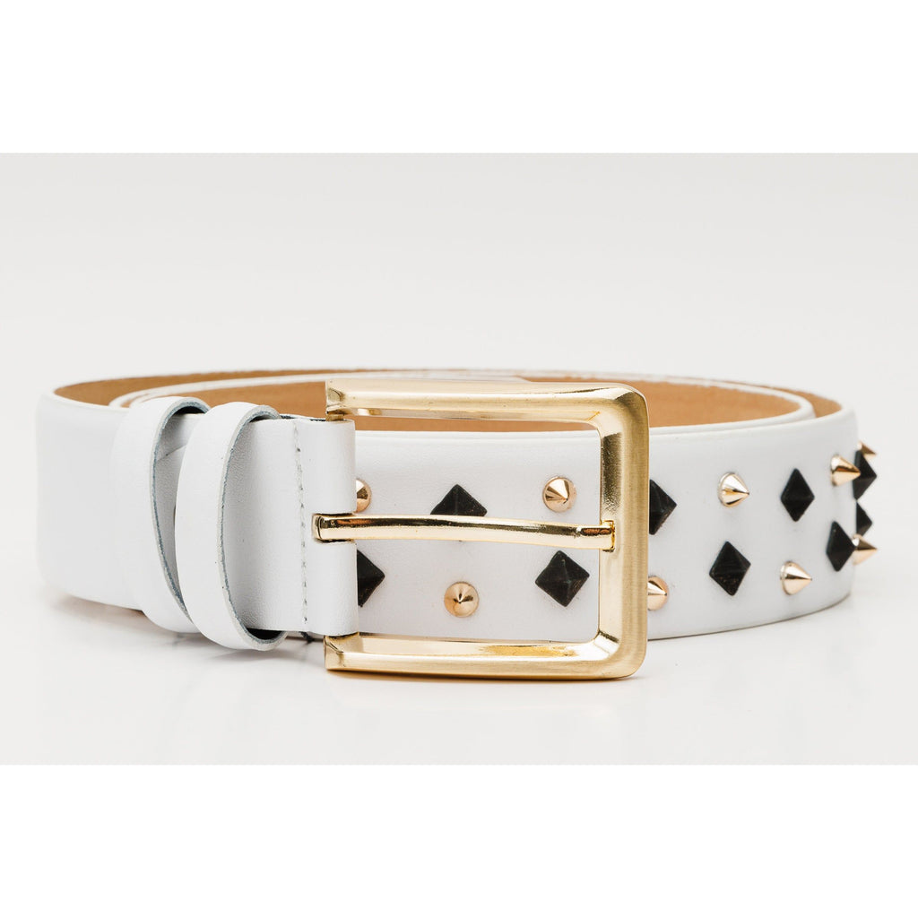The Infanta White Spike Leather Belt