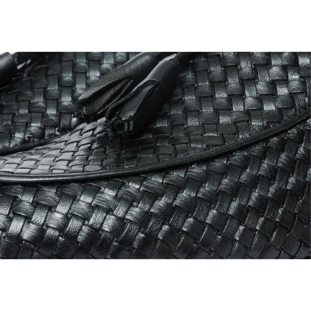 The Mclean Shoe Black Leather Woven Tassel Loafer Men  Shoe