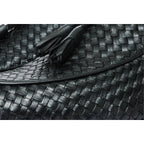 The Mclean Shoe Black Leather Woven Tassel Loafer Men  Shoe