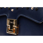The Infanta Navy Blue Spike Leather Handbag
