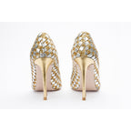The Saks Tory Gold & Silver Handwoven Leather Pump Women Shoe