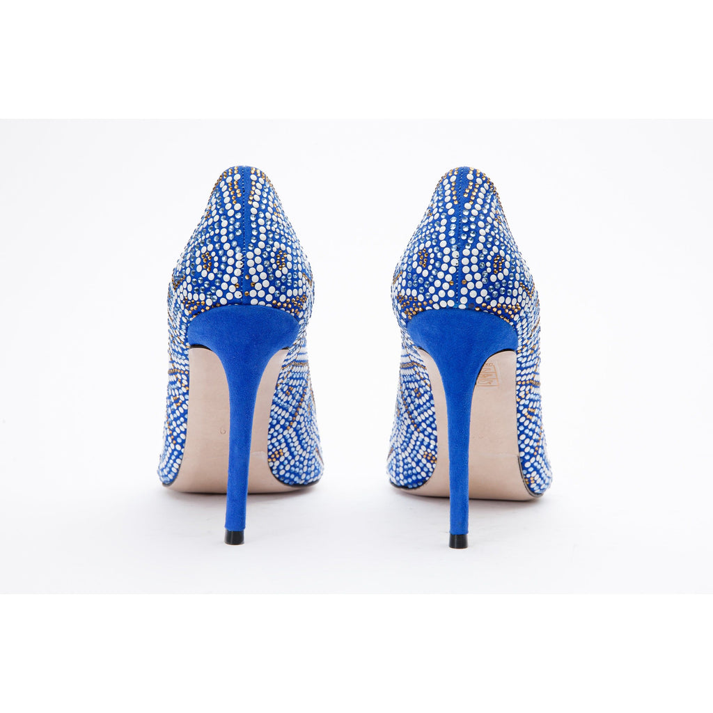 Vinci The Nampula Sax Blue Glitter Leather Pump Women Shoes