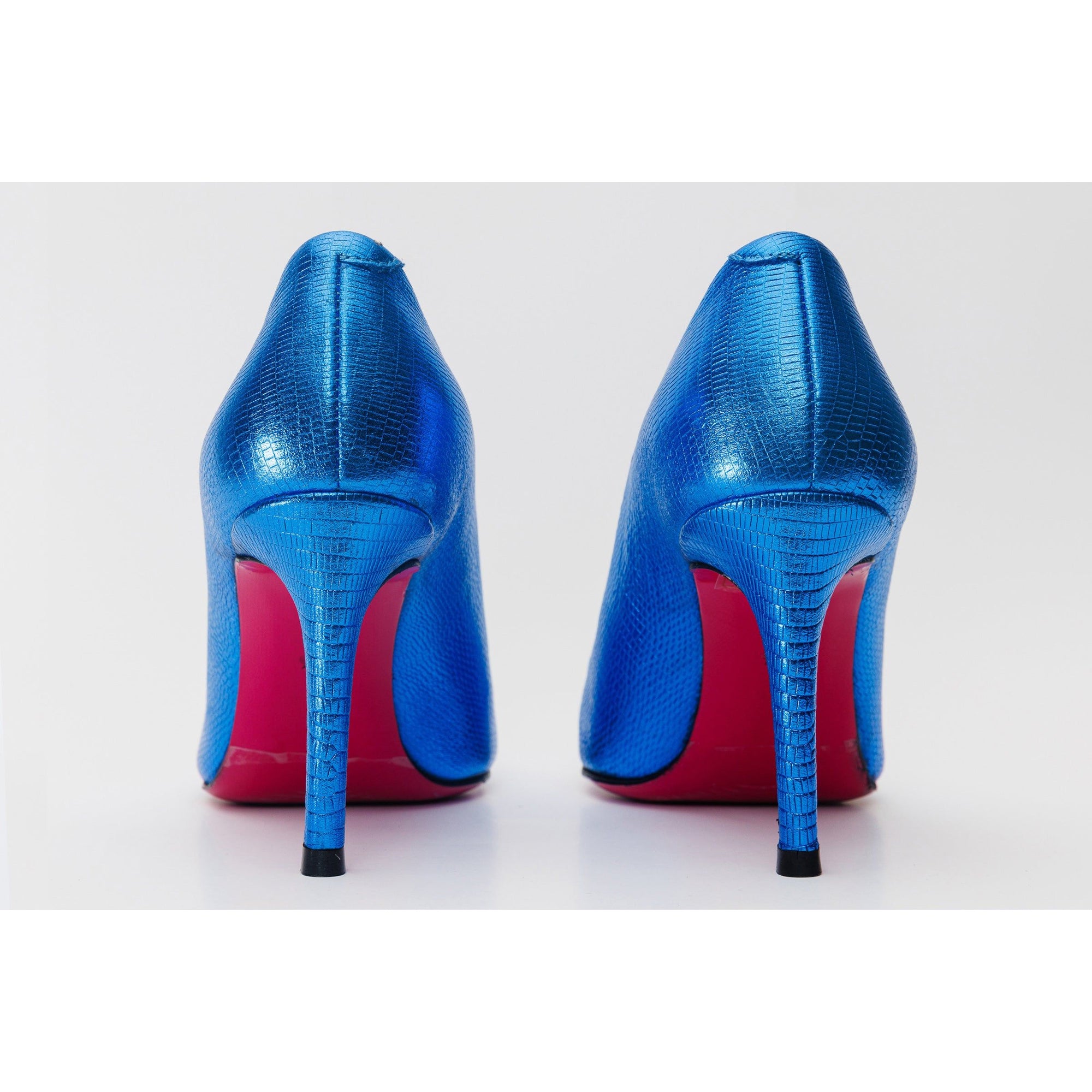 The Maple Sax Blue Leather Pump Fuchsia Sole Women Shoe