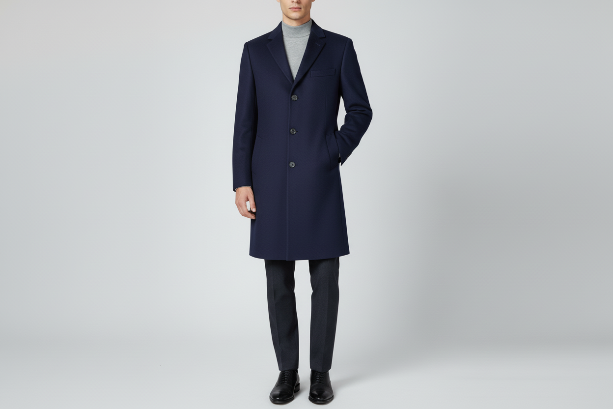 Men's CASILA Turkey Top Winter Coat Wool, Cashmere Blend 403140-14 Navy Blue