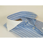 Men's Giorgio Belman Shirts 100% Cotton Spread White Collar 4101 Blue White Stripes