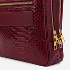 The Cortona Burgundy Snake Leather Men’s Laptop Briefcase