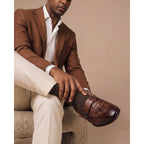Vinci The Dorian Tan Snake and Baby Buffalo Leather Loafer Men Shoe