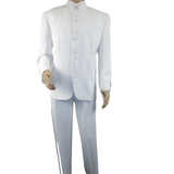 Mens Vittorio St. Angelo Banded Collar Suit Chinese Mandarin 056 White Size 46s