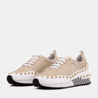 The Aurelia White Gold Woven Leather Women Sneaker