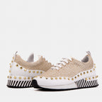 The Aurelia White Gold Woven Leather Women Sneaker