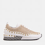 The Aurelia White Gold Woven Leather Women Sneaker