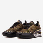 The Aurelia Black Gold Woven Leather Women Sneaker