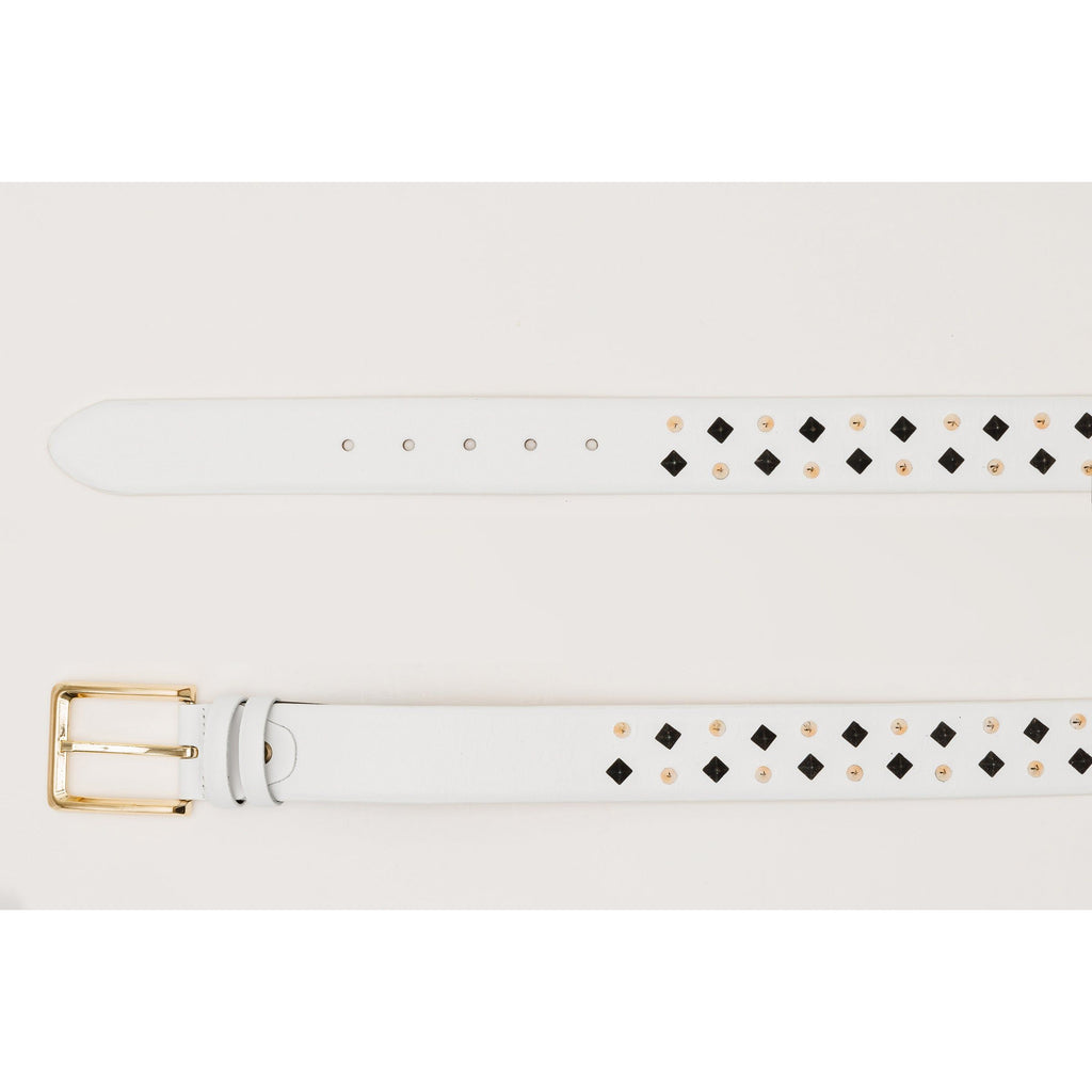 The Infanta White Spike Leather Belt