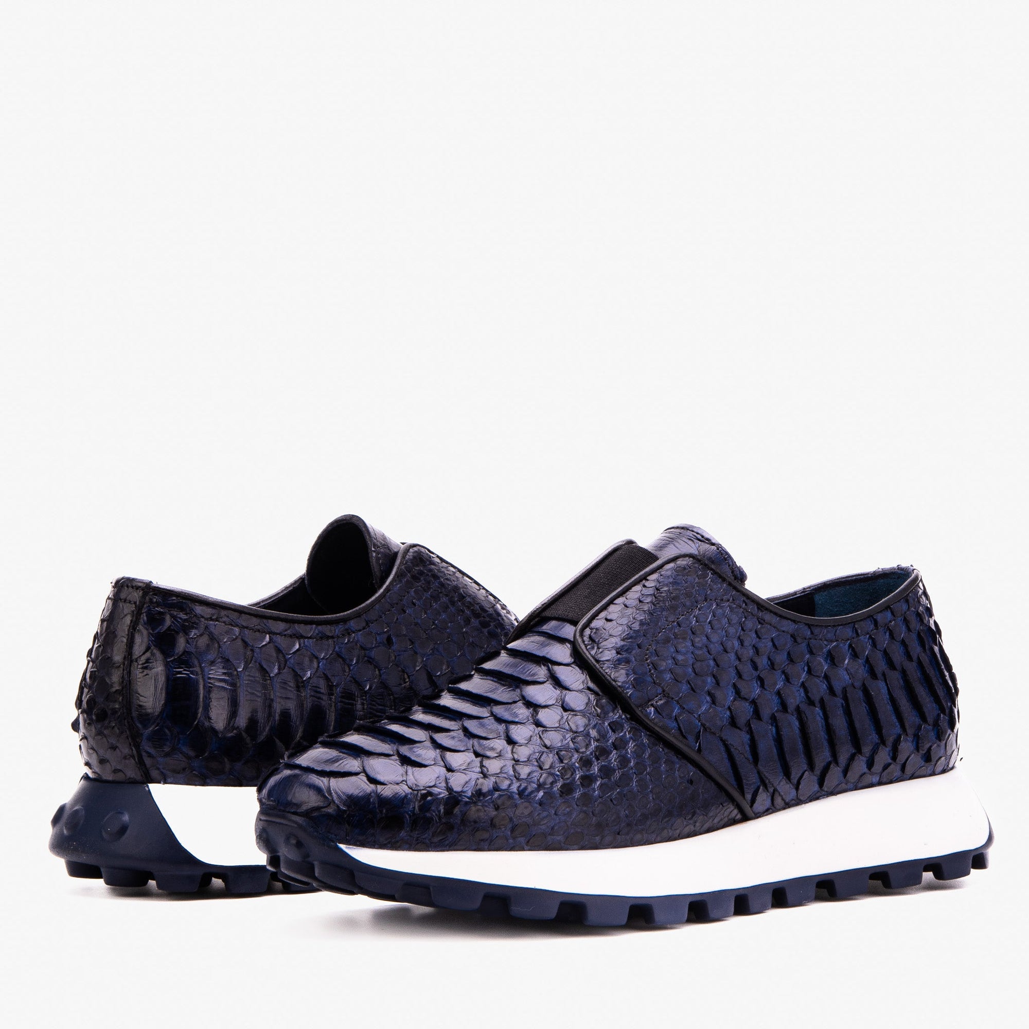 The Obsidian Navy Snake Leather Men Sneaker
