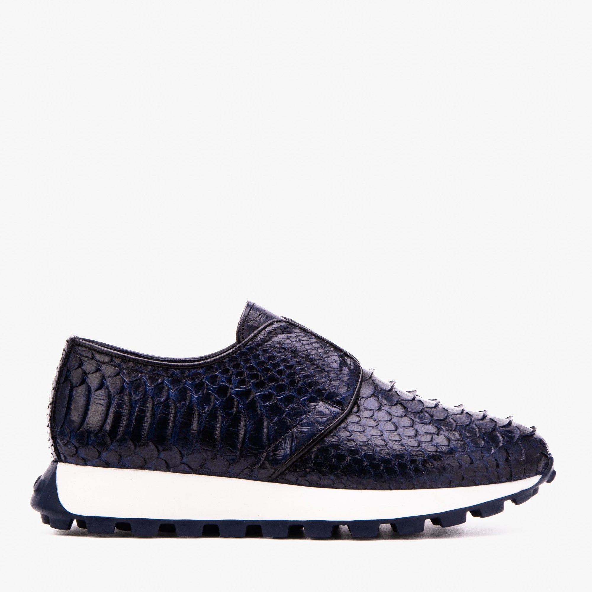 The Obsidian Navy Snake Leather Men Sneaker