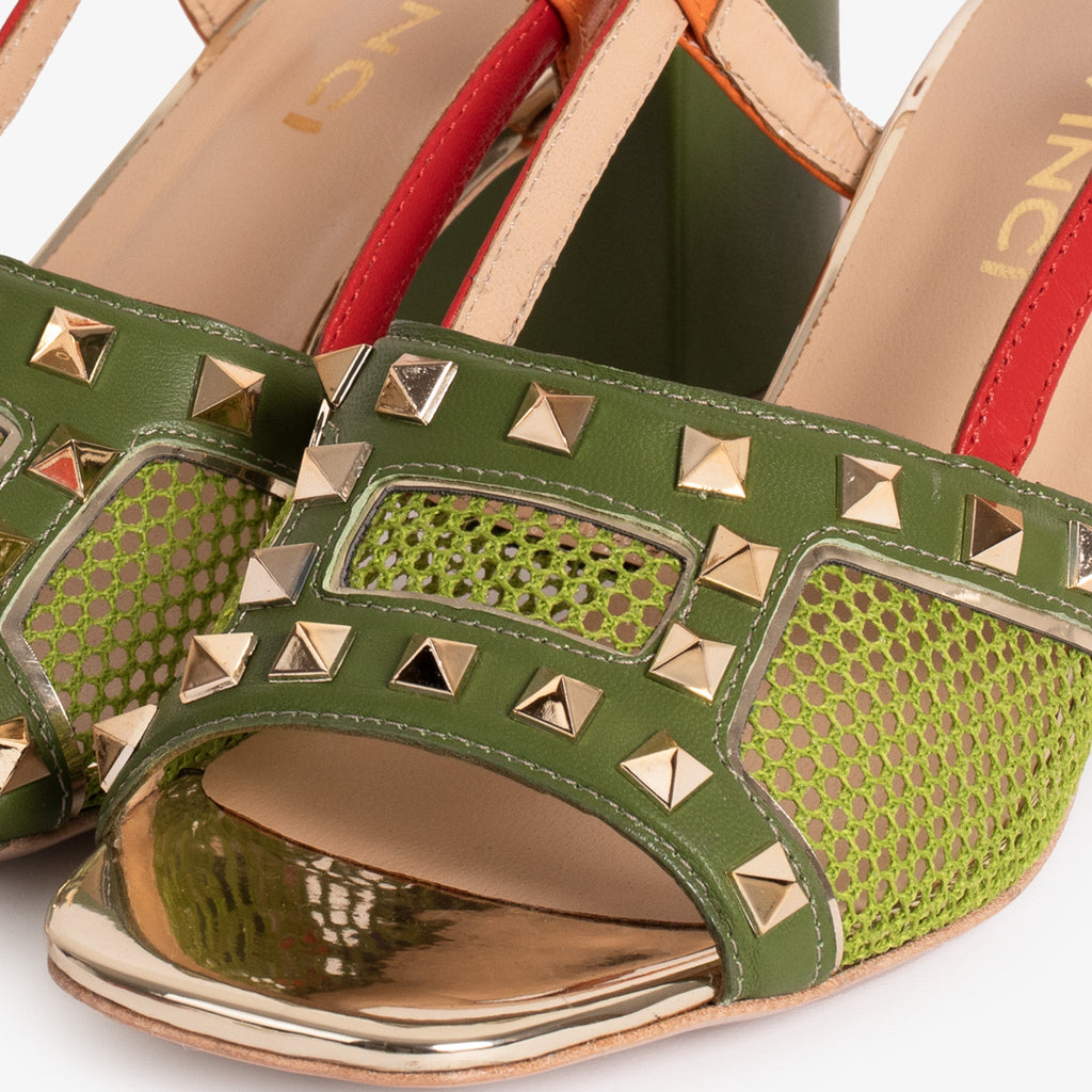 Vinci The Linea Green Leather Women Slingback Sandal