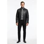 Men's VIA CONDOTTI Fine Lamb Skin Leather Zipper Jacket 4631 Black