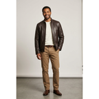 Men's VIA CONDOTTI Fine Lamb Skin Leather Zipper Jacket 4631 Dark Brown