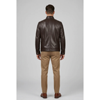 Men's VIA CONDOTTI Fine Lamb Skin Leather Zipper Jacket 4631 Dark Brown