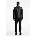 Men's VIA CONDOTTI Fine Lamb Skin Leather Zipper Jacket With European Design 4632 Black