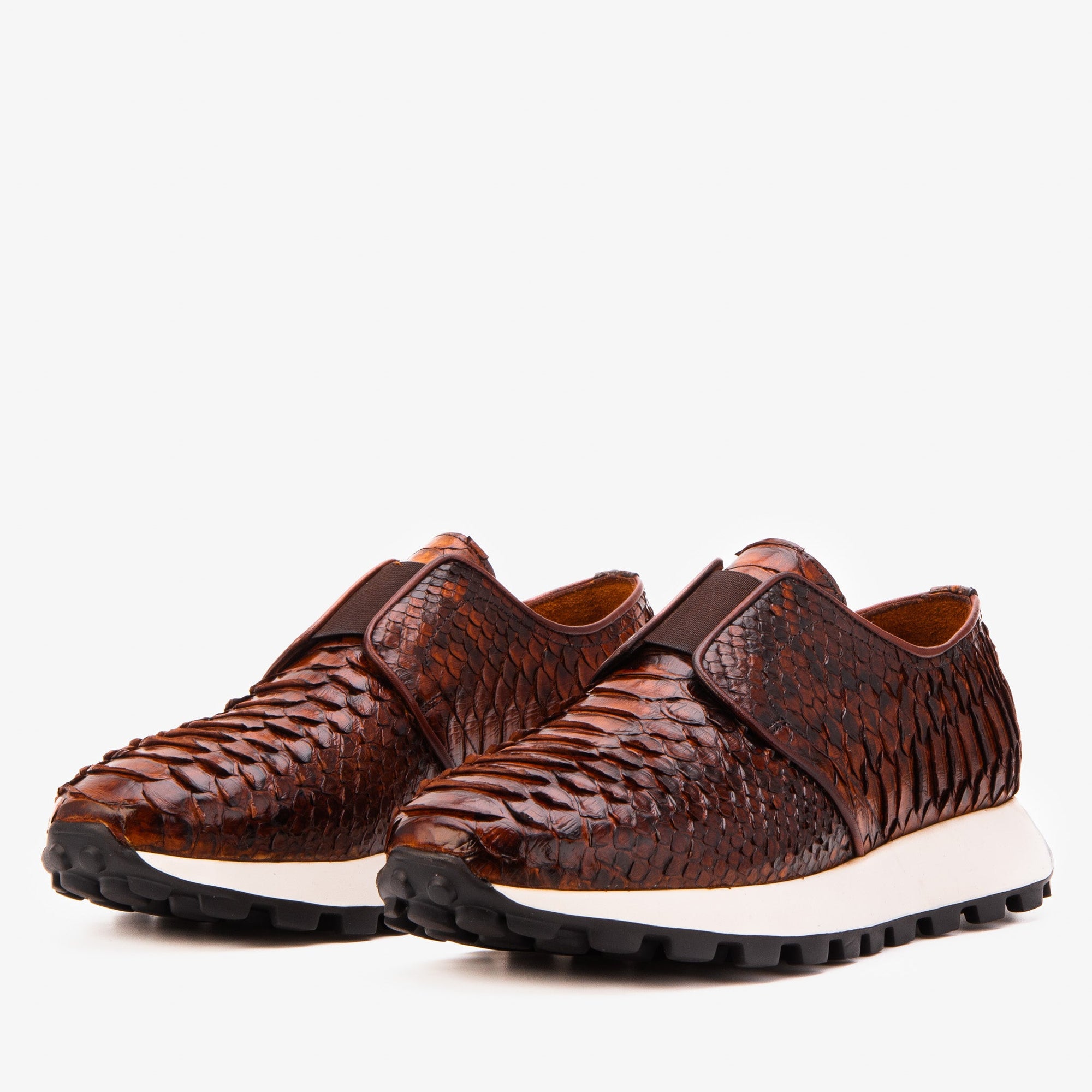 The Obsidian Tan Snake Leather Men Sneaker