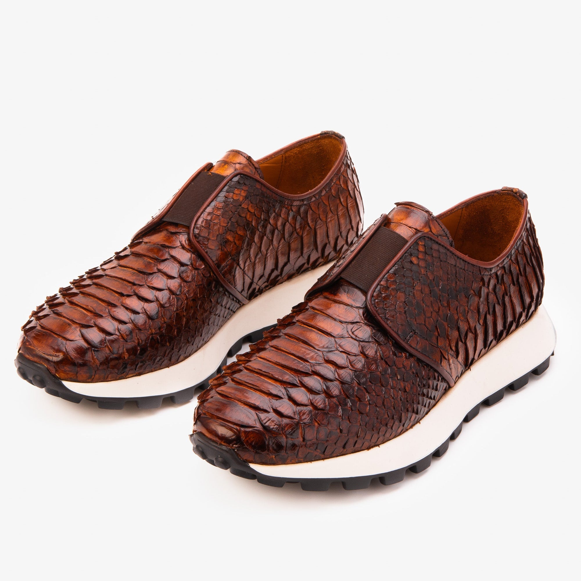 The Obsidian Tan Snake Leather Men Sneaker